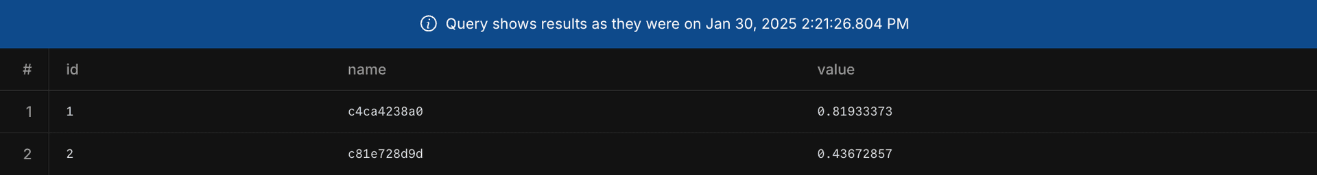 time travel banner in SQL Editor